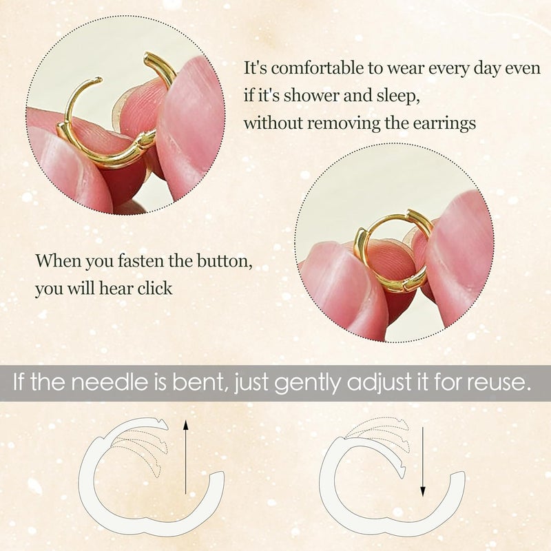 Poxtex Small Gold Huggie Hoop Earrings Set for Women Men Hypoallergenic 14K Plated Stack Cartilage Earrings, Multiple Piercing Lightweight Mini Thin Cute Dainty Trendy Jewelry Set Christmas Gifts for Women - Image 5